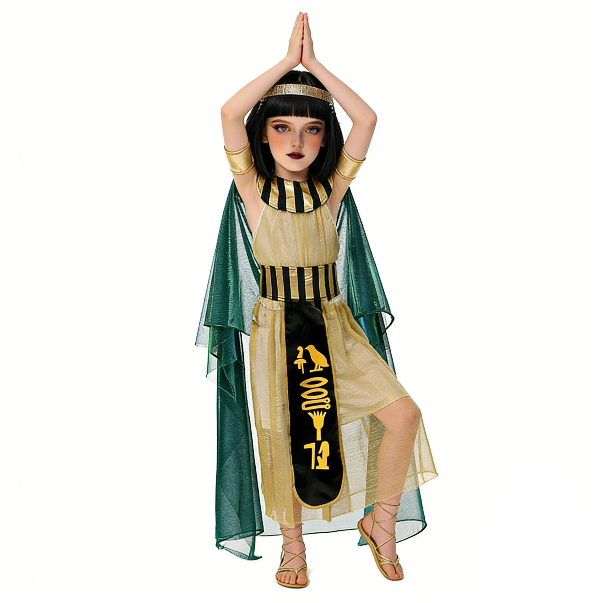 

loween Queen Performance Costume Children's Cross-Border Egyptian Pharaoh Cos Stage Opera Performance Godd Dr