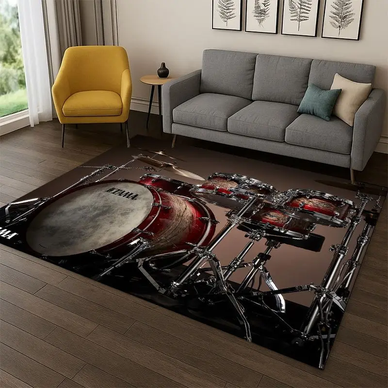 Drum Kit Drum Set Music Instruments Carpet Rug for Bedroom Living Room Sofa Playroom Doormat Home Decor,Kid Area Rug Non-slip