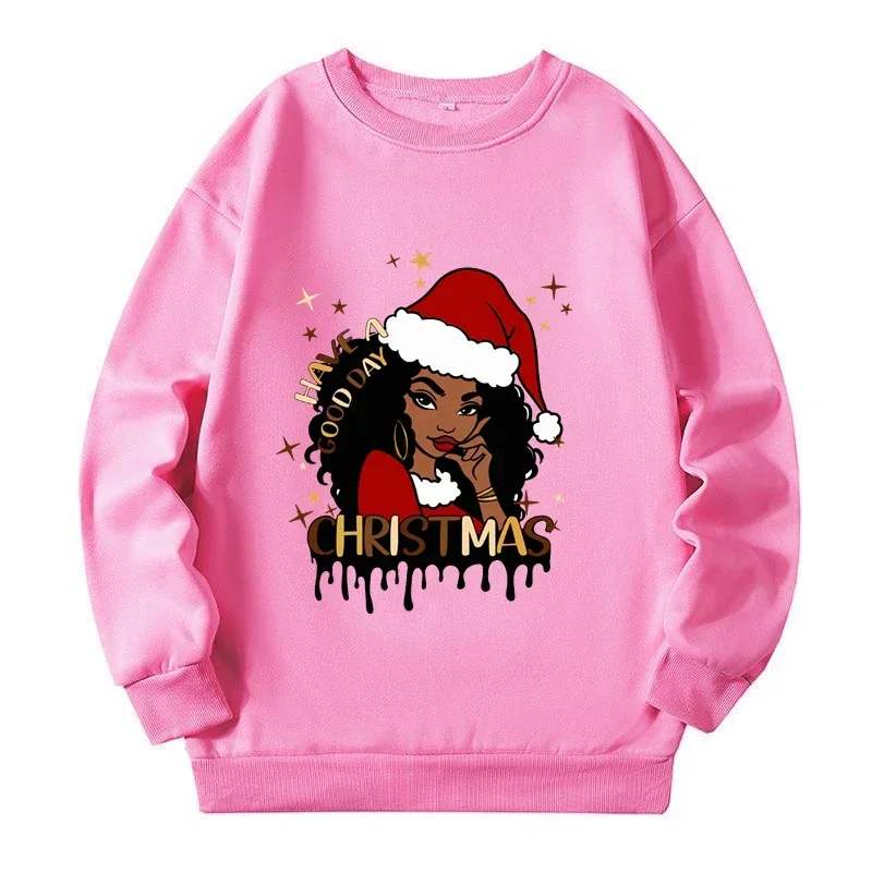 Christmas Girl Plus Size Sweatshirts with Print Autumn Winter All-match Female Sweatshirt American Street Style Y2k Clothing