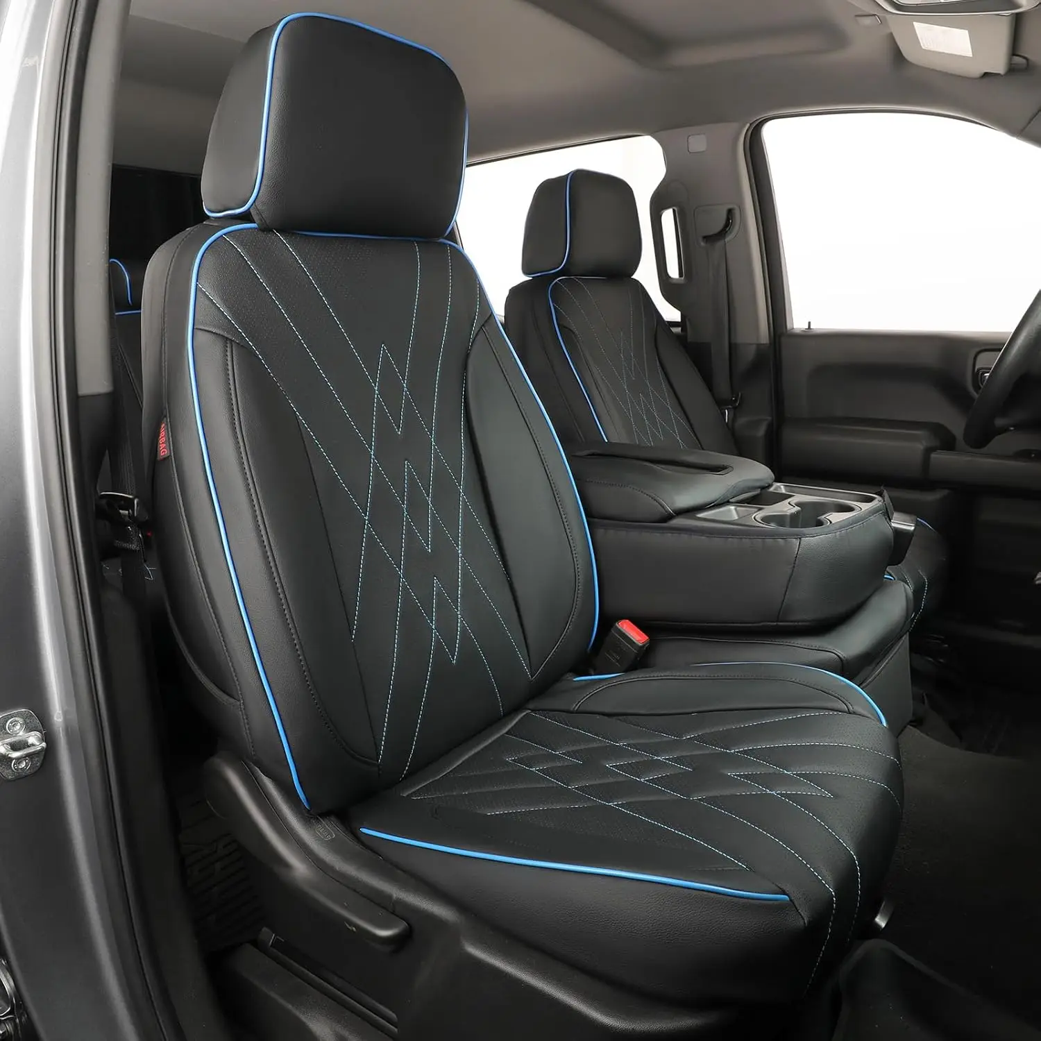 EKR Silverado Car Seat Covers Custom Fit for Chevrolet Silverado 2019-2026 1500/1500 Limited/2500/3500 Crew Cab Rear Rear Row W/Armrest Truck Leather Seat Cover