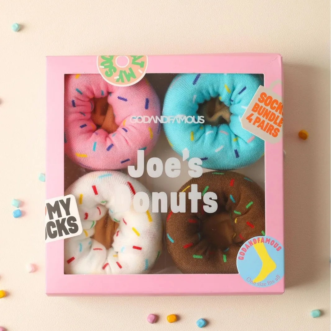 

Носки в форме пончика контрастных цветов, носки до середины икры, креативный дизайн, милые и забавные, модные хлопковые носки для девочки.