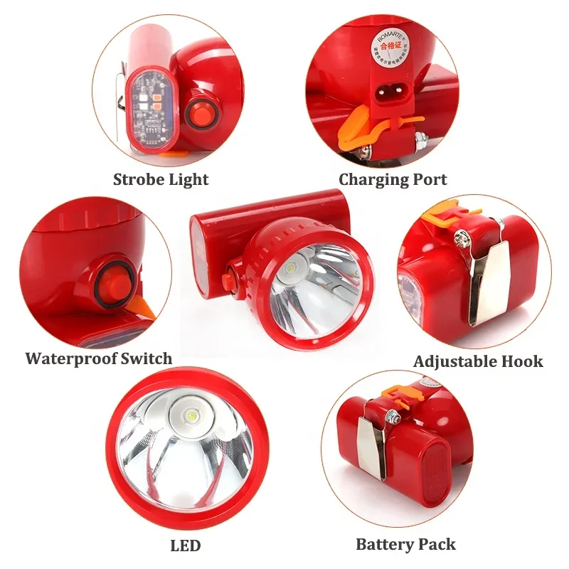 การผลิต KL5M ไร้สาย LED ความปลอดภัยแบบชาร์จไฟได้ป้องกันการระเบิด Miners การทําเหมืองแร่ไฟหน้าหมวกโคมไฟ Strobe Light