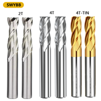 HSS Milling Cutter Flat End Mill 4T 2 4 Flute CNC Tool 1mm~32mm TiN Coated High Speed Steel Aluminum Metal Cutting