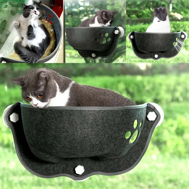 New Moon Shaped Cat Suction Cup Windowsill Kitten Hammock Pet Hammock Sunbathing Semi-circular Kitten