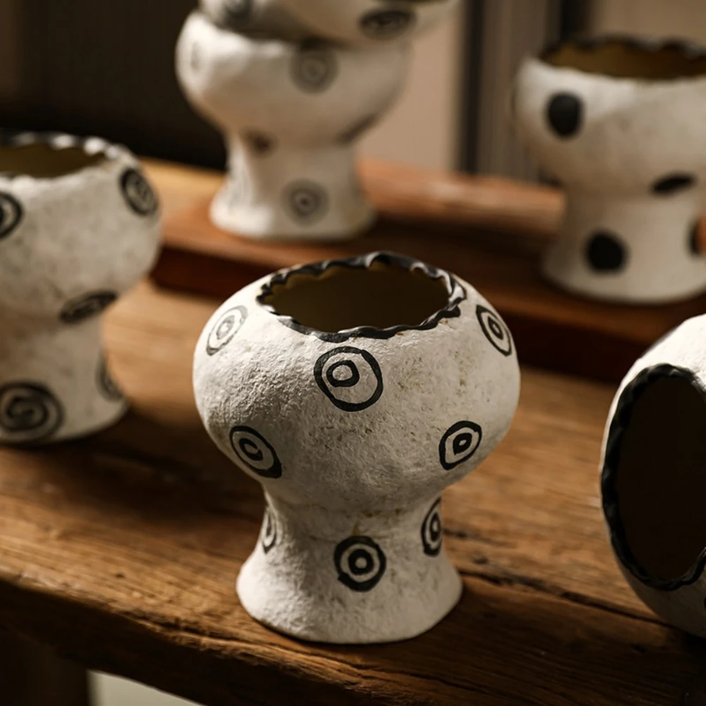 Ceramic Vase for Home Decoration Retro Rough Pottery Flower Ware Zen Pottery Pot Non-porous Hydroponic Moss Flowerpot