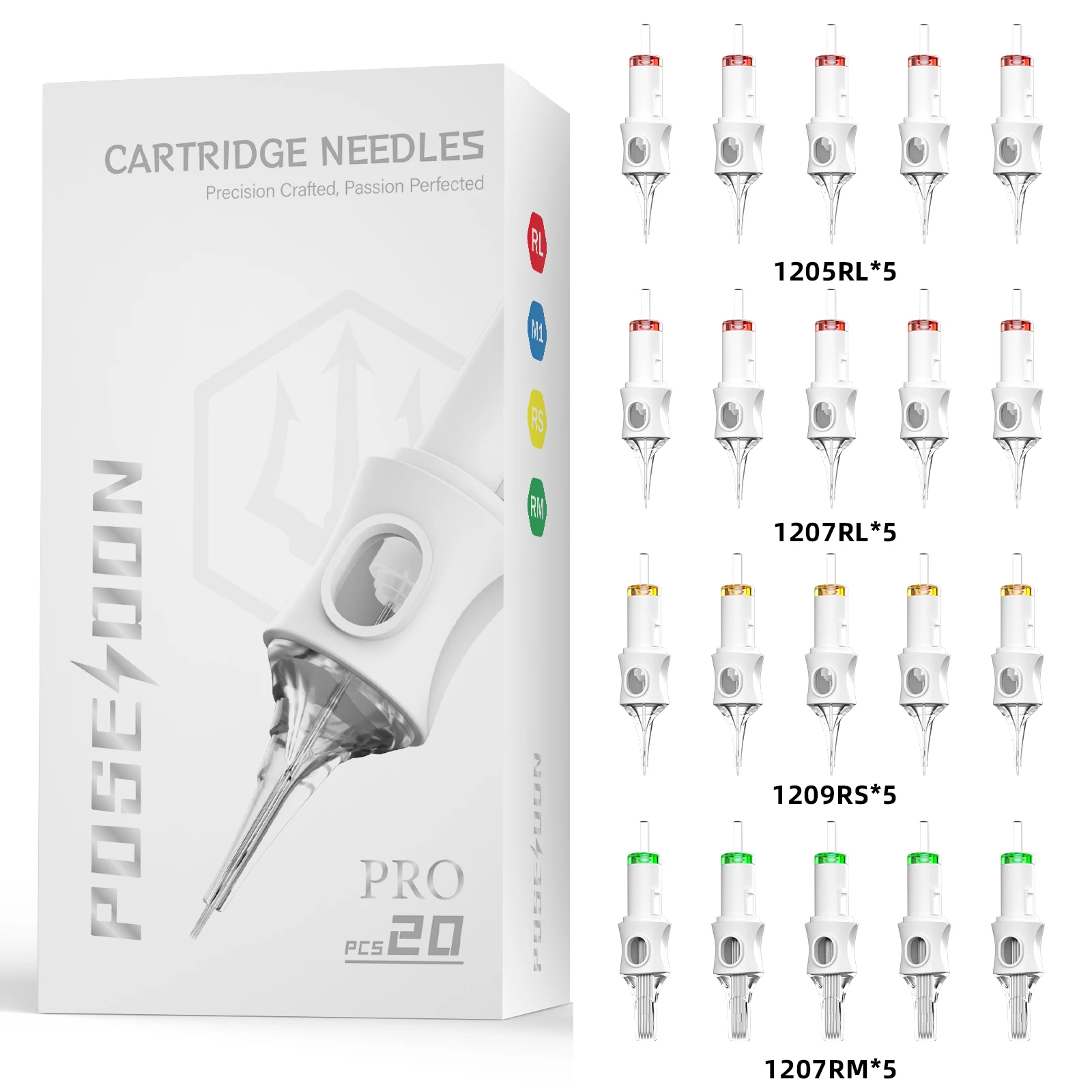 20Pcs Tattoo Needles POSEIDON V6 PRO MAX Tattoo Cartridge Needles New Disposable Safty Permanent Makeup Tattoo Needles Kit