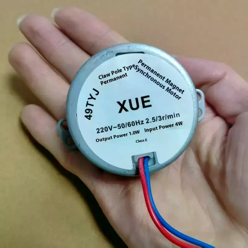 1Pcs 49TYJ 220V 4W Claw Pole Permanent Magnet Flat Port Synchronous Motor For Shaking Head Fan Motor Parts Electric Fan Motor