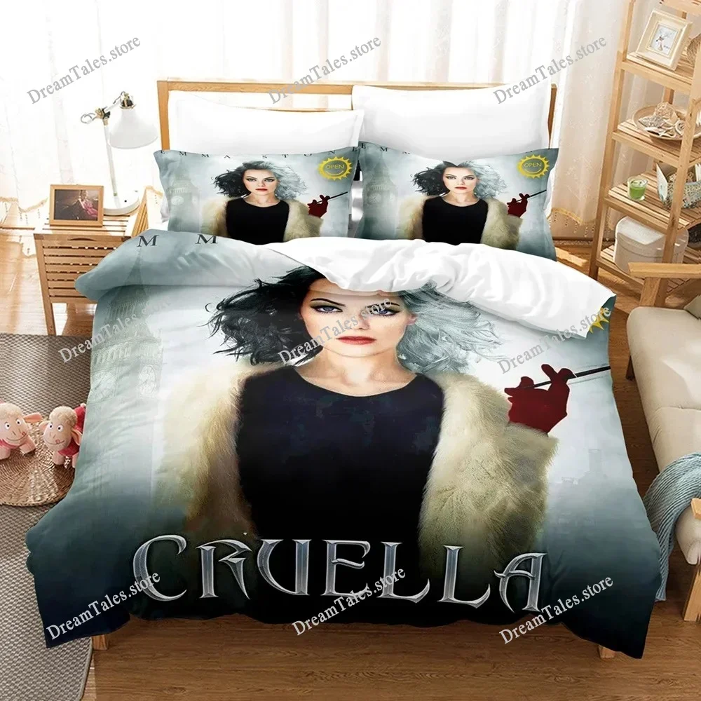 

3D Print Cruella De Vil Bedding Set Boys Girls Twin Queen King Size Duvet Cover Pillowcase Bed Boys Adult Home Textileextile