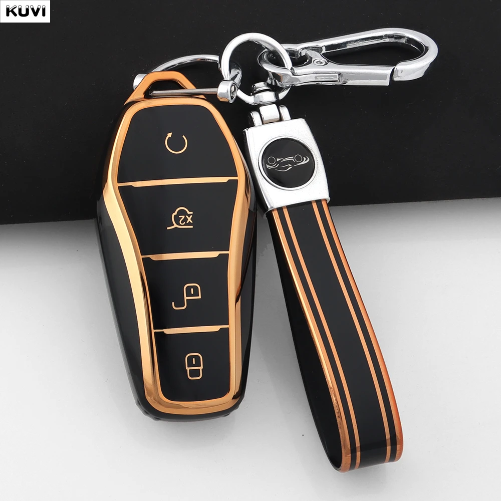 Modische TPU-Autoschlüsselhülle für BYD Song Plus Atto 3 Han EV Tang DM Qin Seal Dolphin, geschützter Schlüsselanhänger, Zubehör