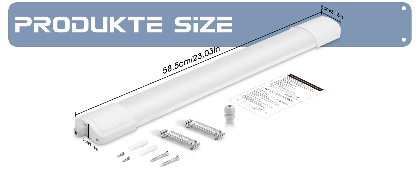 2/4 Stück 60 cm LED-Röhrenleuchte 20 W, 4000 K 2200 lm IP65 wasserdicht, verbindbare LED-Deckenleuchte für Garage, Werkstatt, Keller – Detail 8