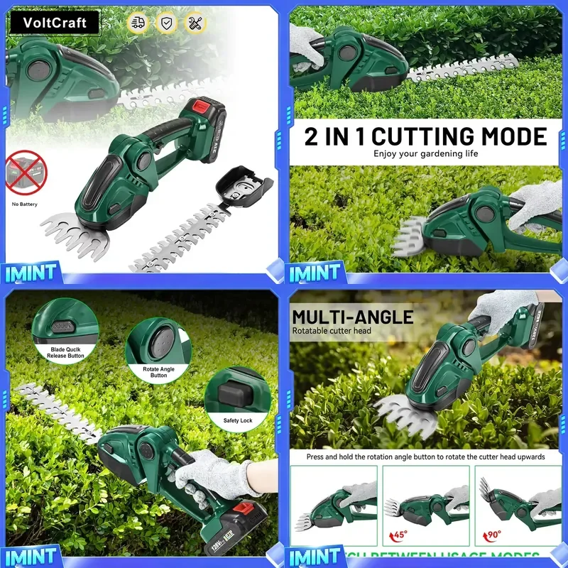 2 in 1 Cordless Electric Hedge Trimmer Lawn Mower Shrub Weeding Pruning Mower Garden Tools for 18V Battery