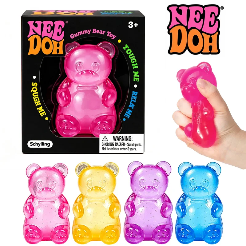 NEEDOH Soft Gummy Bear Colorful Sensory Toy Fidget Squeeze Toy Stress Relief Doll Sensory Stress Relief Toy Birthday Party Gifts