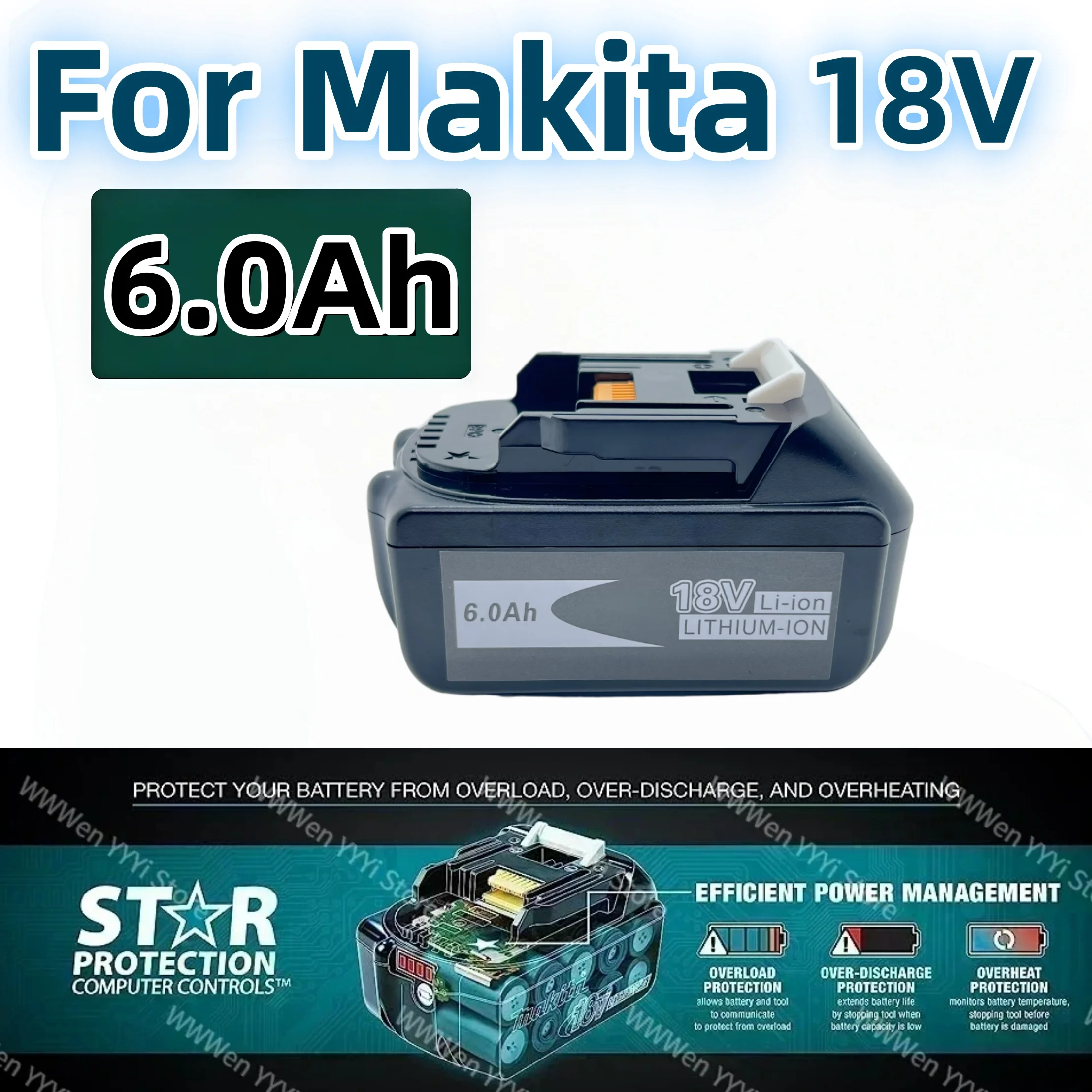 

For Makita battery replacement 18V 5.0Ah lithium-ion battery compatible with mainstream 18V series models