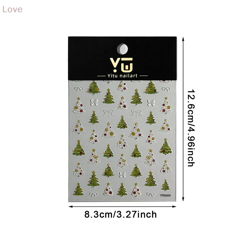 Autocollants pour ongles arbre de noël, décalcomanies auto-adhésives en relief pour manucure, breloques de fête de noël, ornements pour ongles, Design de Salon de bricolage