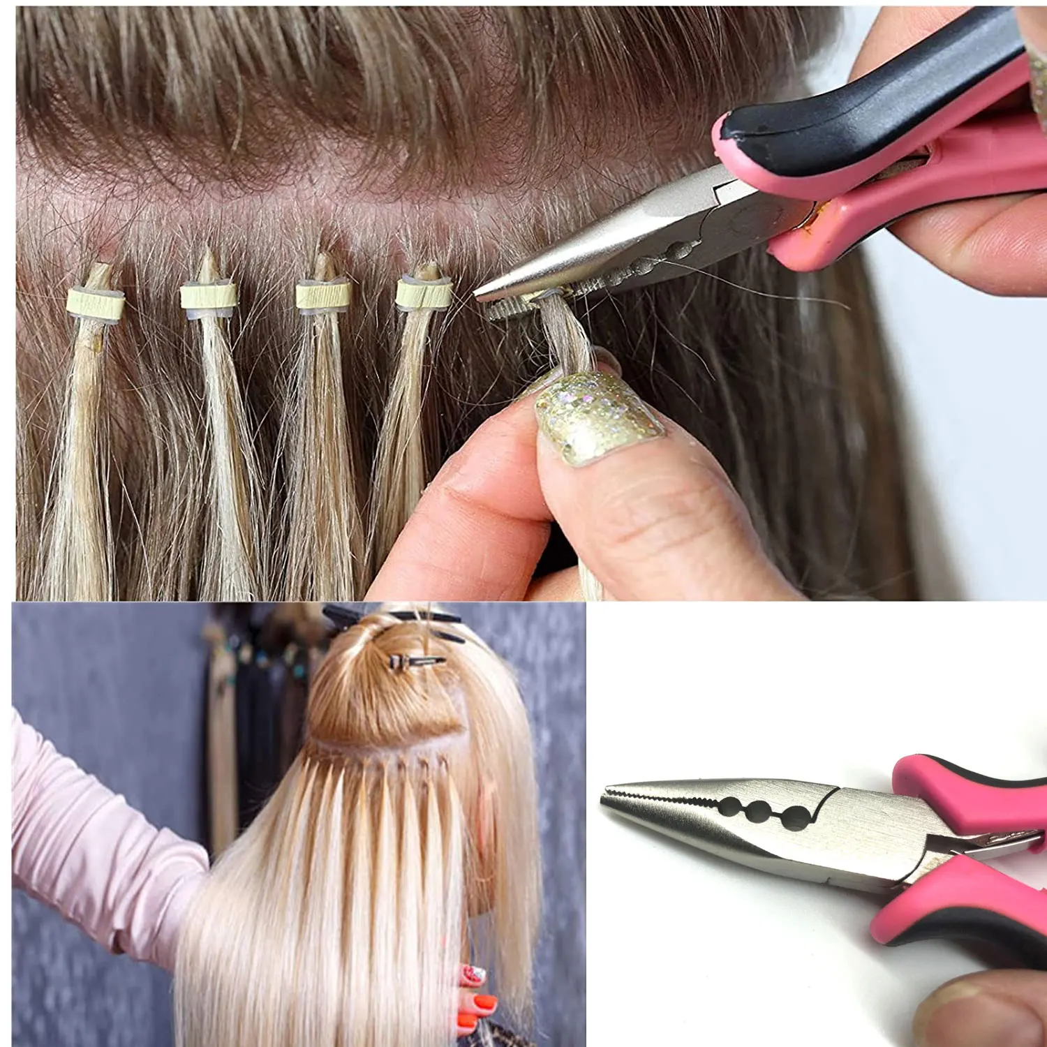 

1Pc Hair Extension Pliers Extension Tongs Hair Capsules 3 Holes Mini Plier For Micro Nano Ring Hair Extensions Applicates