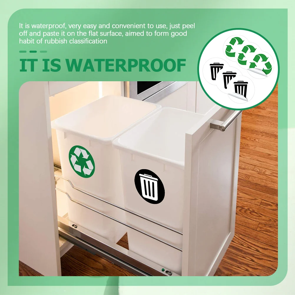 3 Sets Sticker Garbage Classification Label Baby Trash Can with Lid Bin Stickers Pvc Bins Decals