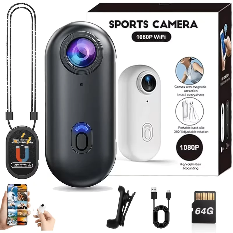 Mini cámaras 4K para bicicleta y motocicleta, cámara magnética portátil con WiFi, compatible con WiFi, con carcasa impermeable, para ciclismo informal y vlogs.