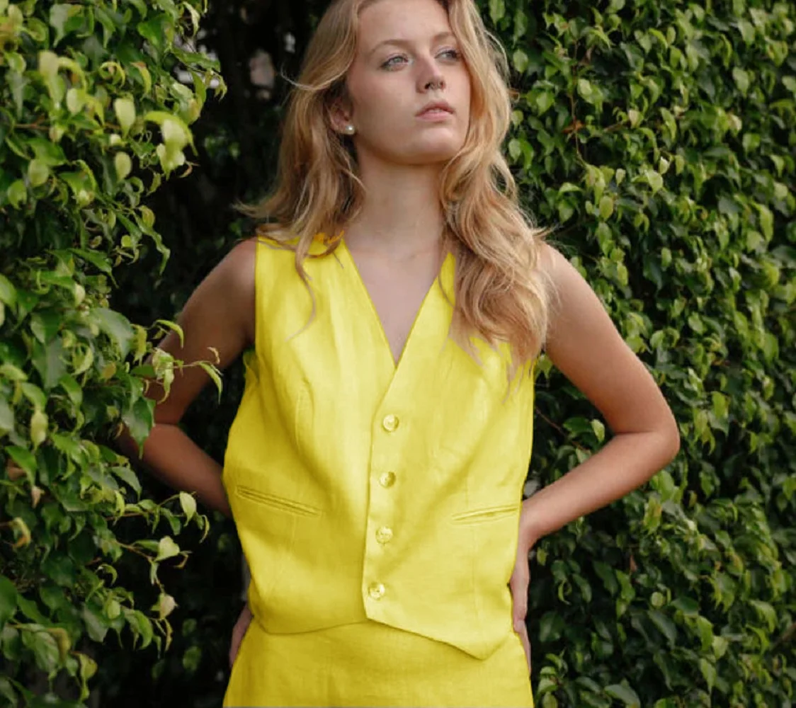 Women's Linen Vest Casual Elegant Fashion Top Summer Sleeveless Single Breasted V-neck Plus Size Vest Zevity Vests for Women