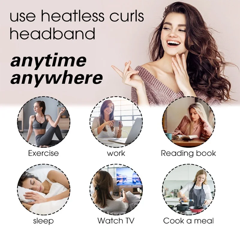 Heatless Hair Curler Long Medium Hair Curl Ribbon Lazy Curlers DIY Sleeping Headband Women Hair Curl Rod