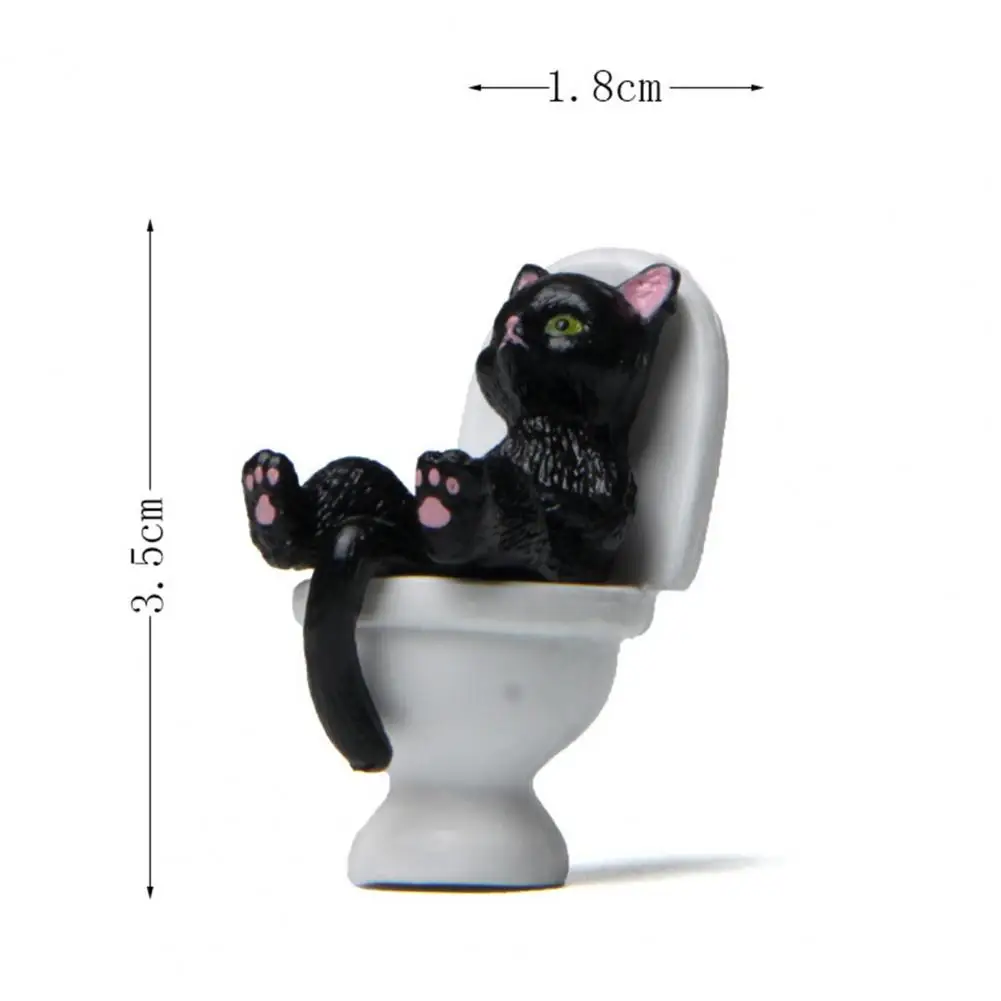 Cat Figurine Calming Vibrant Color Spiritual Consolation Nice-looking Toilet Series Miniature Cat   Cat Statue  for Office