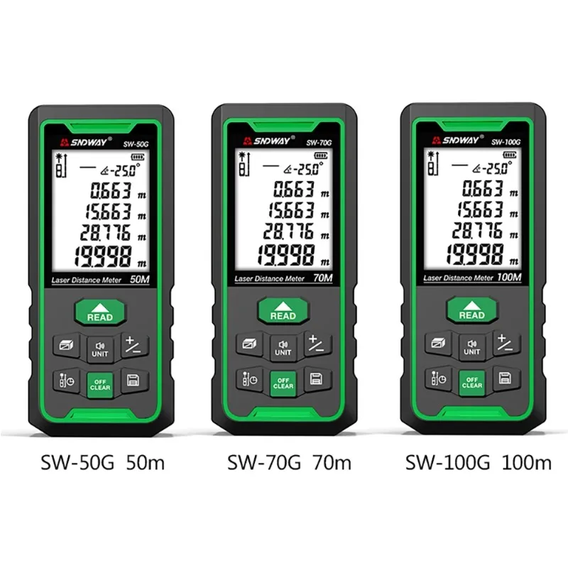 

SNDWAY SW-50G/70G/ 100G Laser distance meter Digital range finder 100m 70m 50m Rangefinder Trena lazer Green light measurement