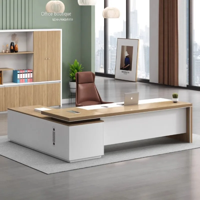 

Colorful President Office Desk Function Compact Cabinet Protect Office Desk Light Luxury Office Furniture Meja Kantor XYOD