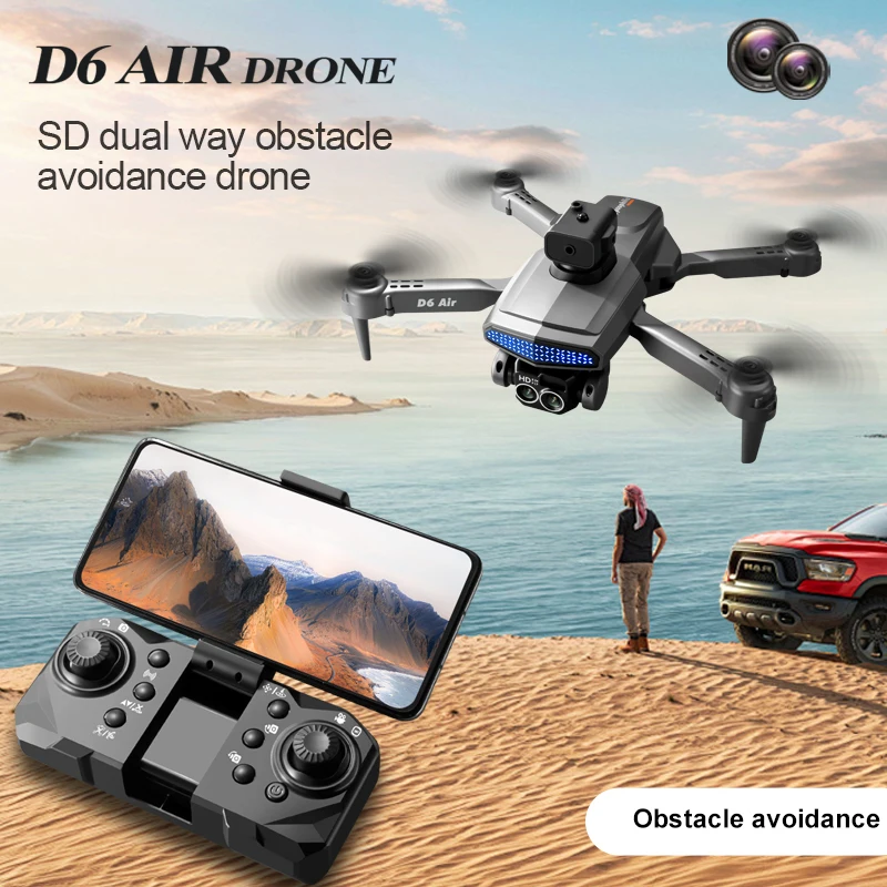 D6 Air Smart Camera Drone Foldable RC Quadcopter with Optical Flow Hover Easy Fly Outdoor Adventure Drone