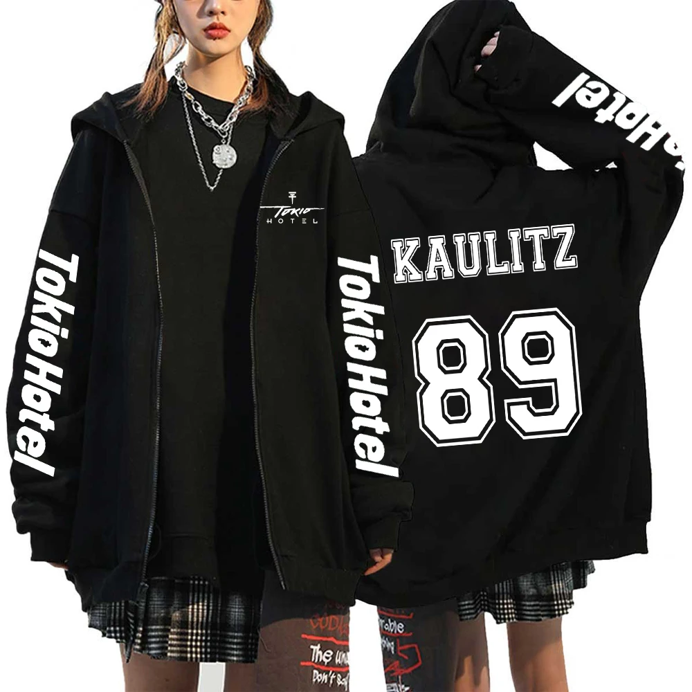 Kaulitz 89 Tokio Hotel Hoodies Rock Band Zipper Sweatshirts Cardigan Tokio Hotel Kaulitz Print Zip Up Jacket Y2k Tops Streetwear