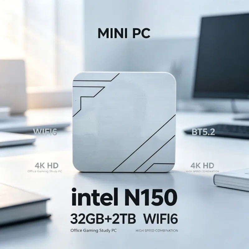 Compact Mini PC Intel Core N150 16GB 2TB SSD WiFi6 Output Windows 11 Silver Desktop Computer for Office Gaming Study Home