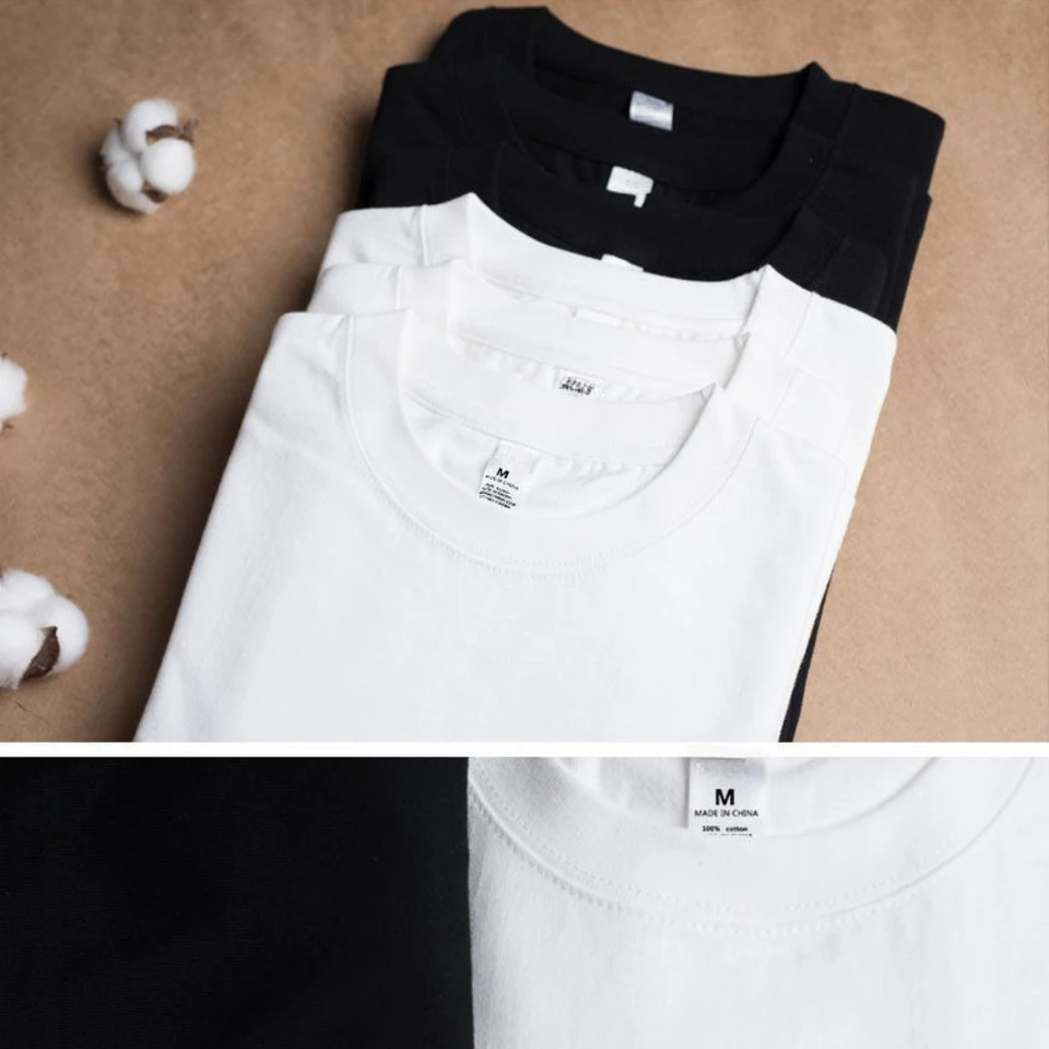 2PCS 100% Cotton Solid T Shirts Men's and Women's Short Sleeve White Tees Casual Breathable Loose Round Neck T-shirt Couple Tops, image 6