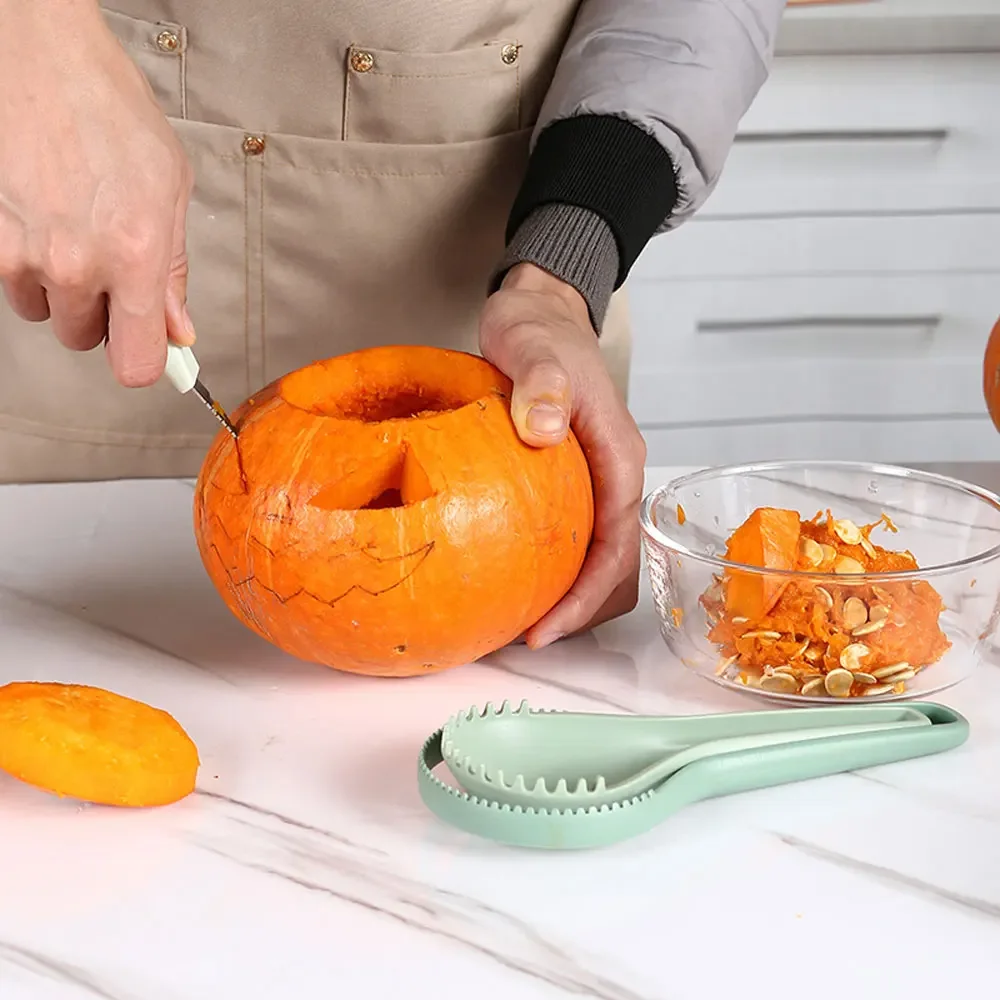 Separador de melão e frutas Halloween Pumpkin Separator Core-Cutter Polpa de escultura, Faca de frutas, Gadgets de cozinha domésticos 3 em 1