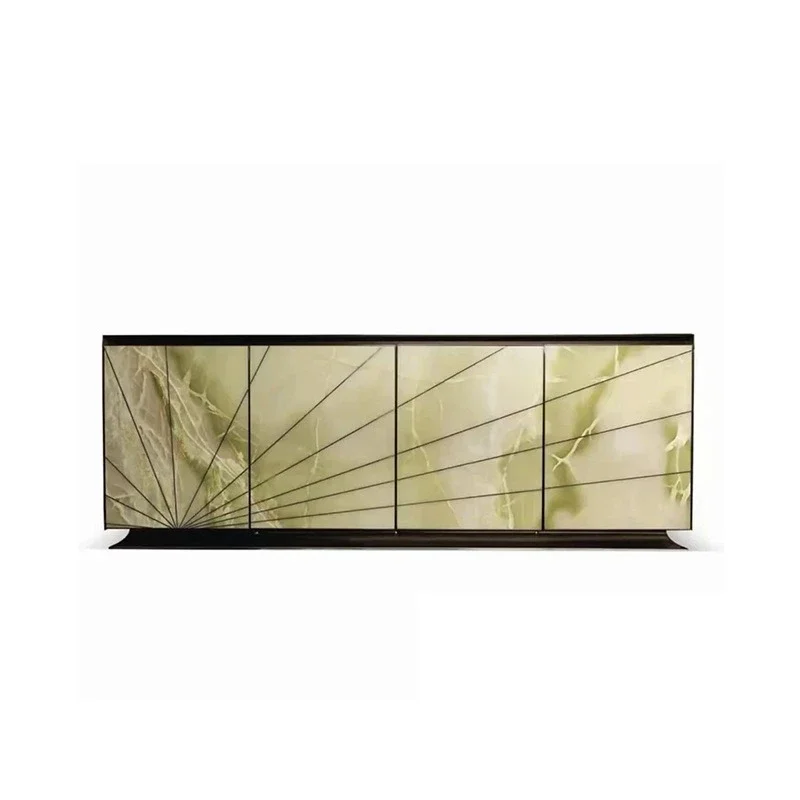 Marble TV Cabinet Light Luxury Premium Floor Storage Floor Cabinet High-end Living Room Home Modern Edge Cabinet