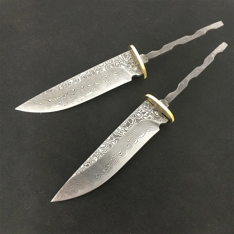 Dropship Damascus Steel Fixed Blade Knife Blank Prepared Products Insert DIY Semi-finished Abillets Acessories Tool Parts