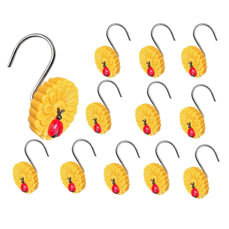 

12Pcs Durable Metal Shower Hooks For Shower Curtain Decorative Shower Curtain Hooks