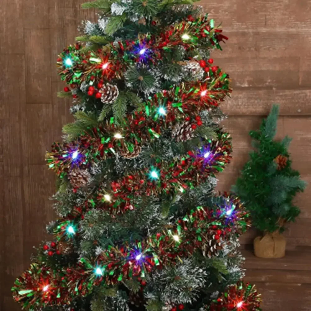 Festive 5M Chunky Tinsel Garland with LED Illumination for Decorating Your Christmas Tree and Holiday Gatherings