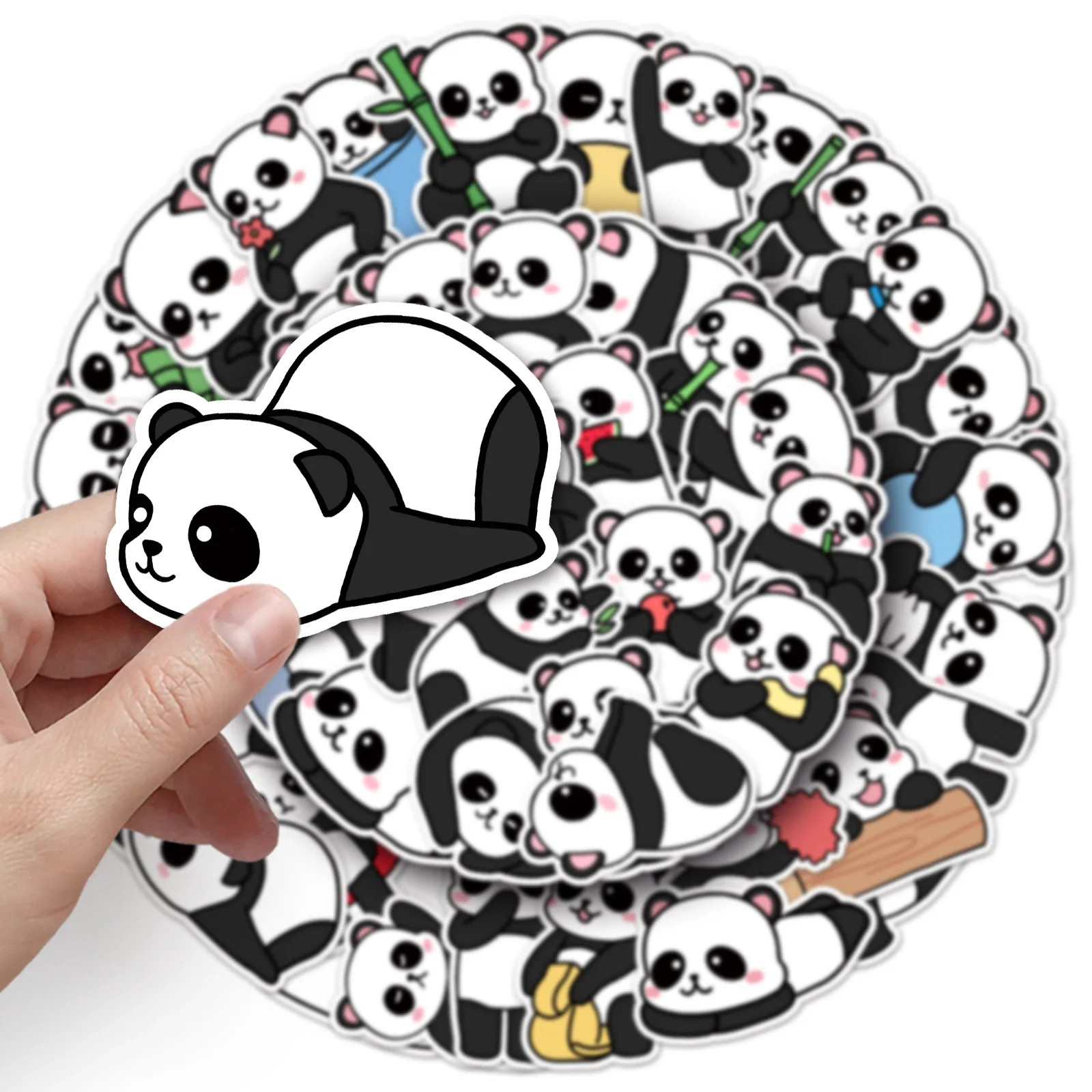 50PCS Cute Panda Graffiti Stickers Hand-Drawn Animals Decal DIY Luggage Phone Guitar Scrapbook Waterproof Sticker Kid Toys