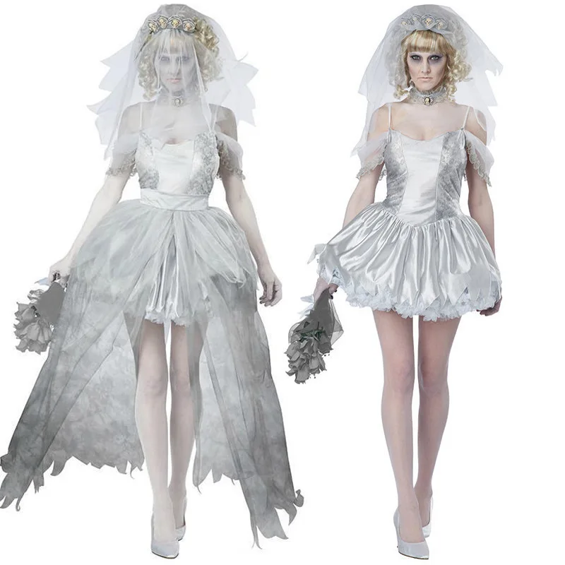 

Doom Ghost Bride Cosplay Dress Women Halloween Mexico Dead Party Horror Skull Skeleton Bloody Vampire Costume