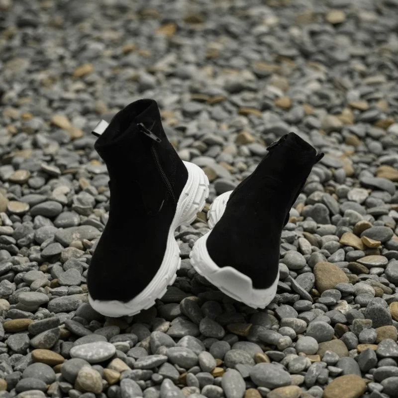 2026 Kids Suede Ankle Fashion Boots Side Zipper Non-slip Platform Sneakers Black/Tan Casual Winter Shoes for Toddler Boys Girls
