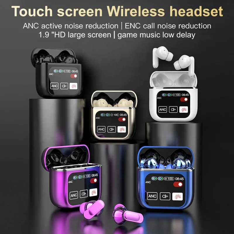 SE60 Earphone ANC ENC LCD Full Screen Wireless TWS Earbuds Active Noise Cancelling HD Touch Control Gaming In Ear SE 60 Earphone