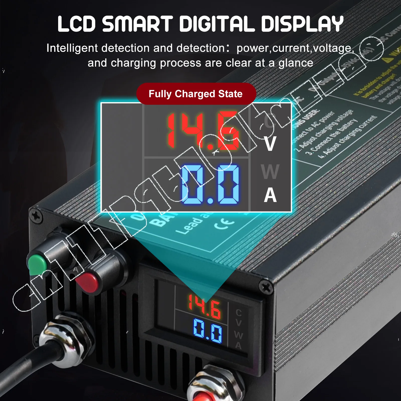15V60A Lithium Iron Phosphate Battery Charger Voltage and Current Adjustable Adapter Fast Charging Electric Vehicle