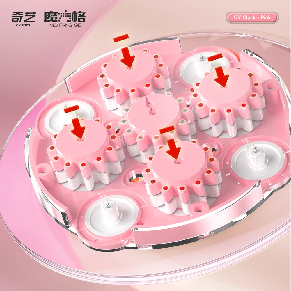 [Picube] QiYi Chuanshi クロック サクラピンク キューブ 磁気マジックパズルキューブ パズル 学習教育パズルキューブ おもちゃ フィジェット