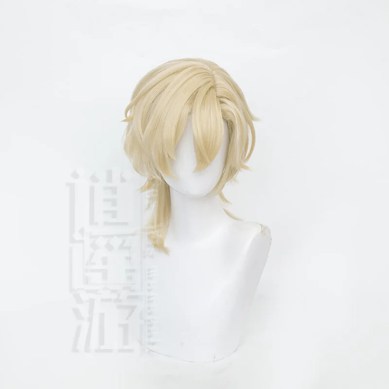 Peruca Cosplay Gold Aventurine, Jogo Honkai: Trilho Estrela, Cabelo Sintético Resistente ao Calor, Festa de Halloween, Peruca Anime, Boné, 35cm