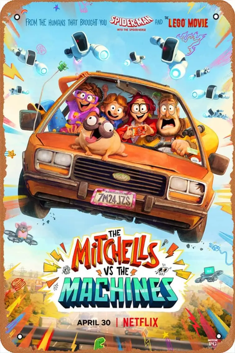 The Mitchells vs. the Machines 2021 Movie Poster Gallery Metal Signs Vintage Wall Art -8 x 12 inch sign