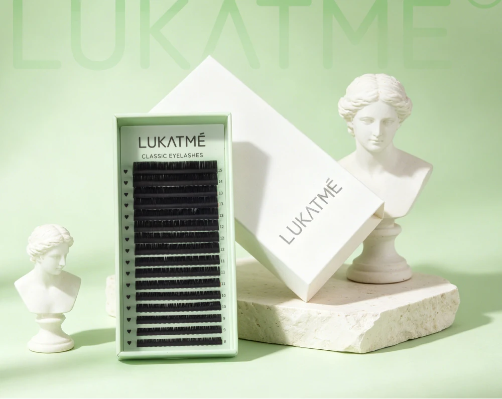 LUKATME Klassische Wimpernverlängerung D-Curl 8-15mm Mix Schwarz Premium Weiche Einzelwimpern Natürliche Faux-Nerz Klassische Wimpern – Detail 1