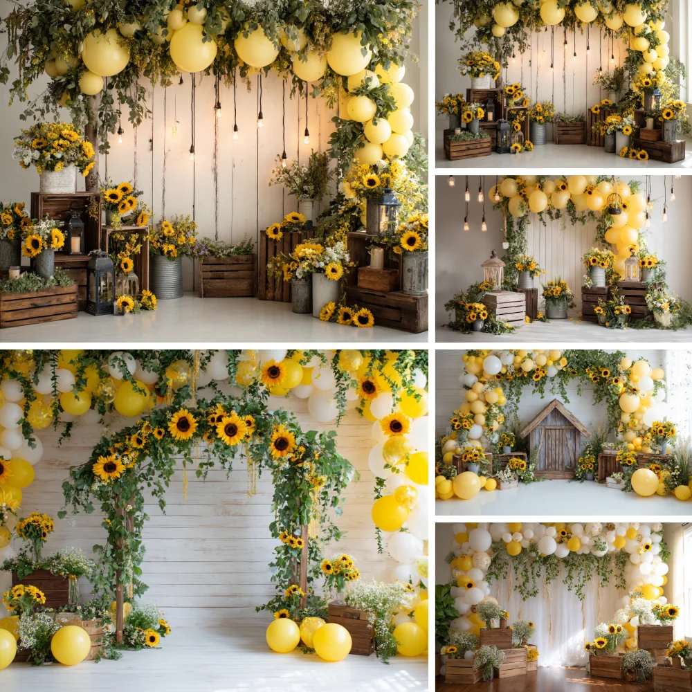 

Sunflower Wall Theme Supplies Backdrop Wedding Flowers Countryside Party Decoration Background Art Poster Shooting Banner Props