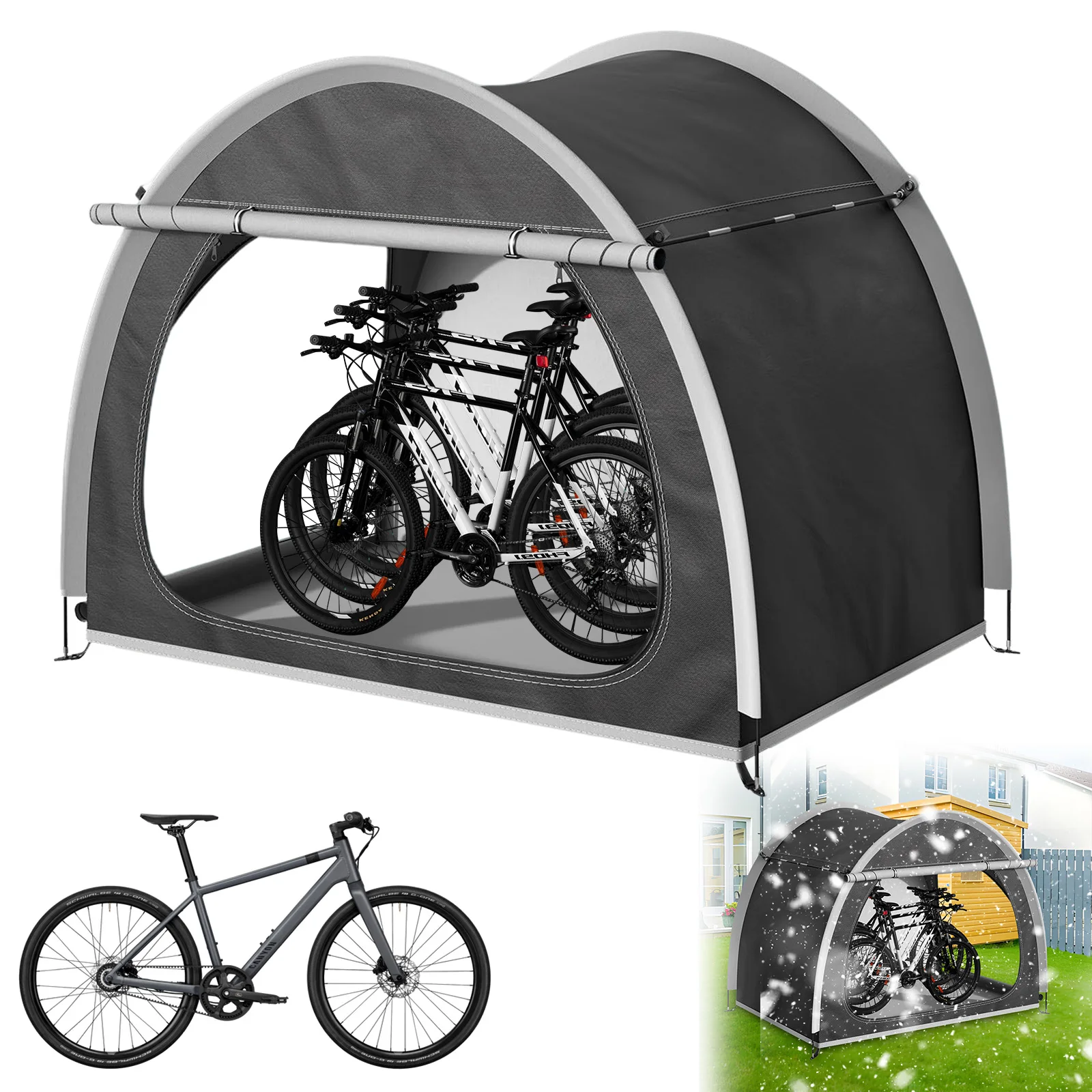 Tenda da esterno in tessuto Oxford impermeabile, ideale per riporre 4 biciclette, tenda portatile per biciclette, ripostiglio per biciclette, tenda da esterno con borsa per il trasporto, attrezzatura