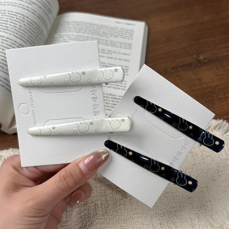 Cartoon Miffy Hair Clip Kawaii Creativity Acetate Long Hair Clip Student Sweet Daily Bangs Side Clip Cute Hair Accessory Gifts