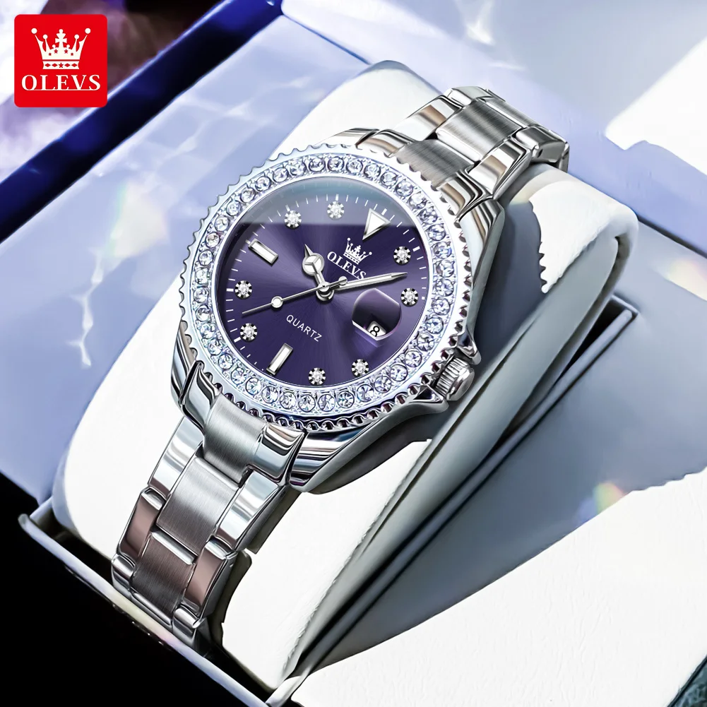 

OLEVS Original Quartz Women's Watch Fashion Diamond Watch Date High Quality Stainless steel Femal Wristwatches Dress Hand Clock