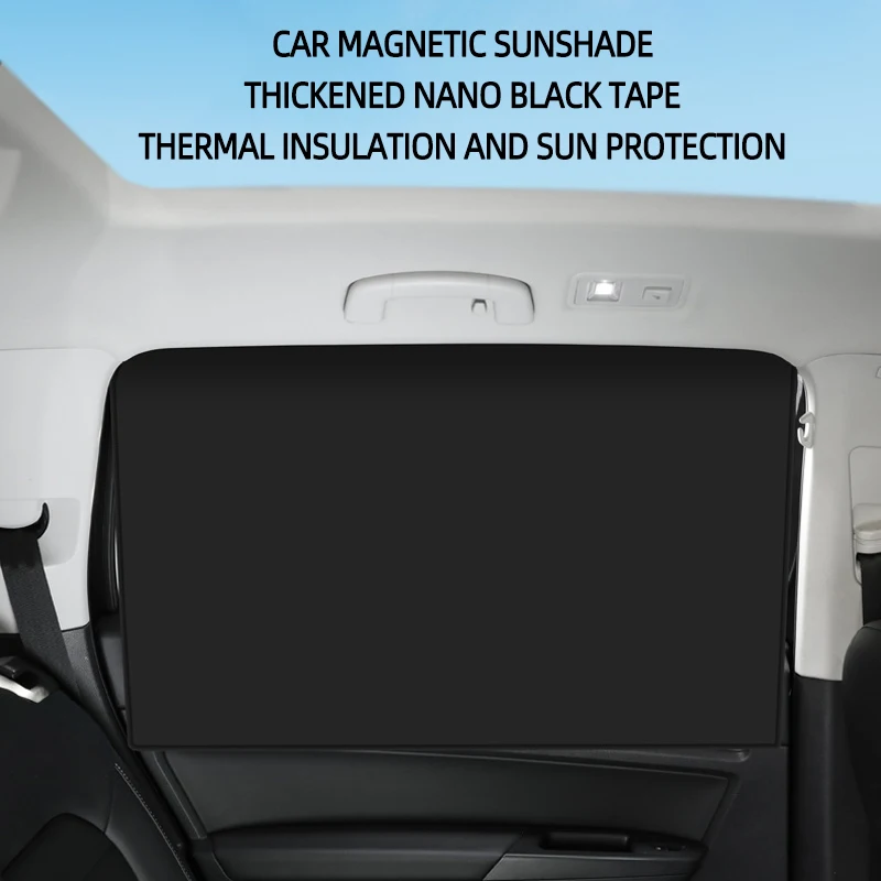 Fully Blackout Magnetic Car Curtains 2Pcs - Opaque Sunshade with 10 Strong Magnets for Summer Protection