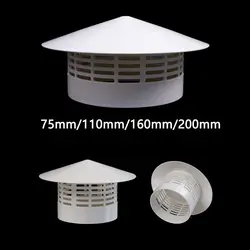 Tapa de lluvia ventilada de 75-200mm, tubo de escape de humo de PVC duradero, salida de aire, conducto de techo de pared Exterior, Ventilación de chimeneas